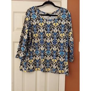 Rafaella Blue Yellow Blouse 2X